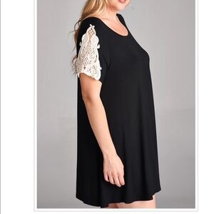 Plus Size Solid Jersey Tunic Tank Shoulder Lace